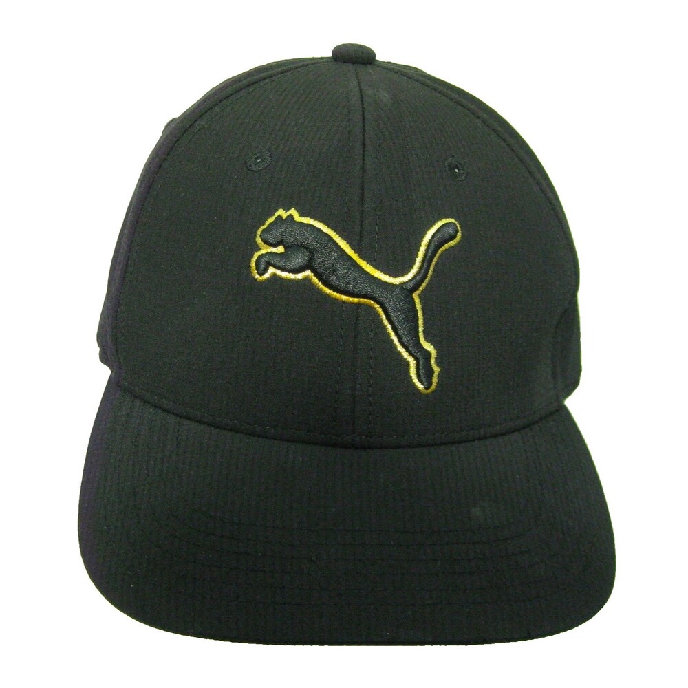 PUMA Black Baseball Cap Logo Hat Adult Large - XL Stretch Fit Sports Outdoor
